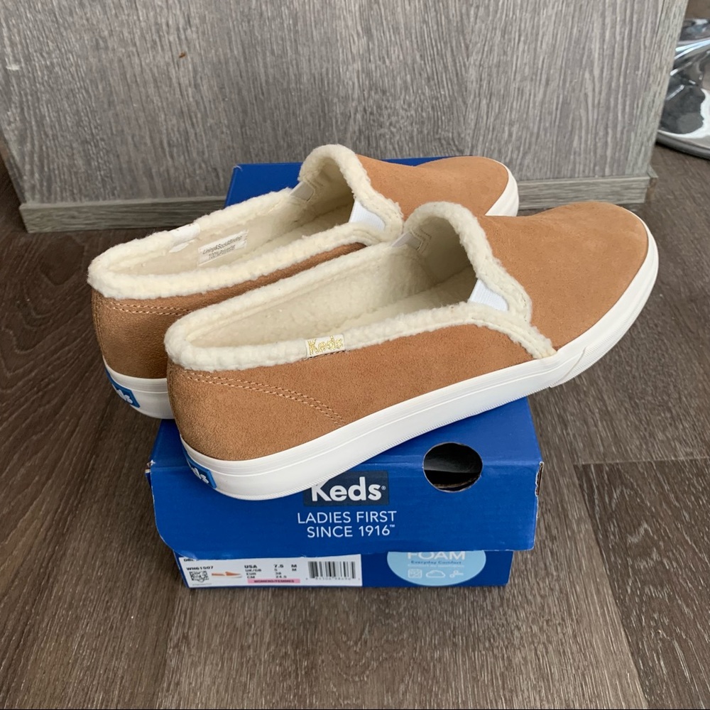 Keds Double Decker Suede Faux Shearling Slip On - Fits Size 7
